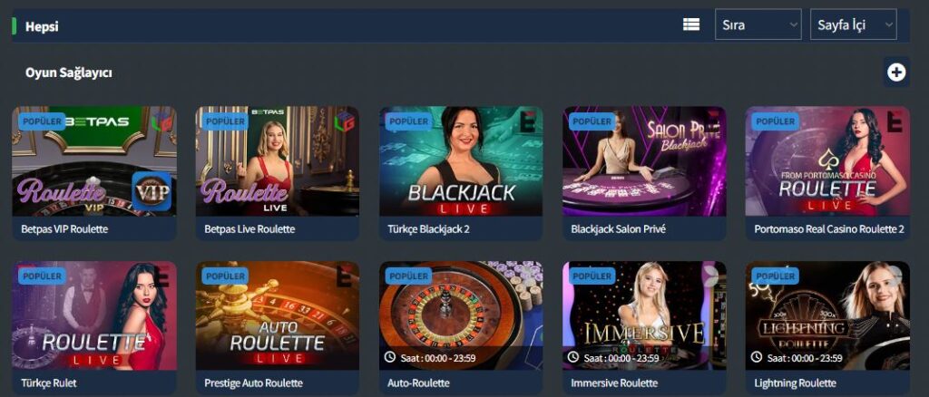 betpas canlı casino oyunları